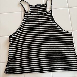 Brandy Melville Black and White Striped Tank Top